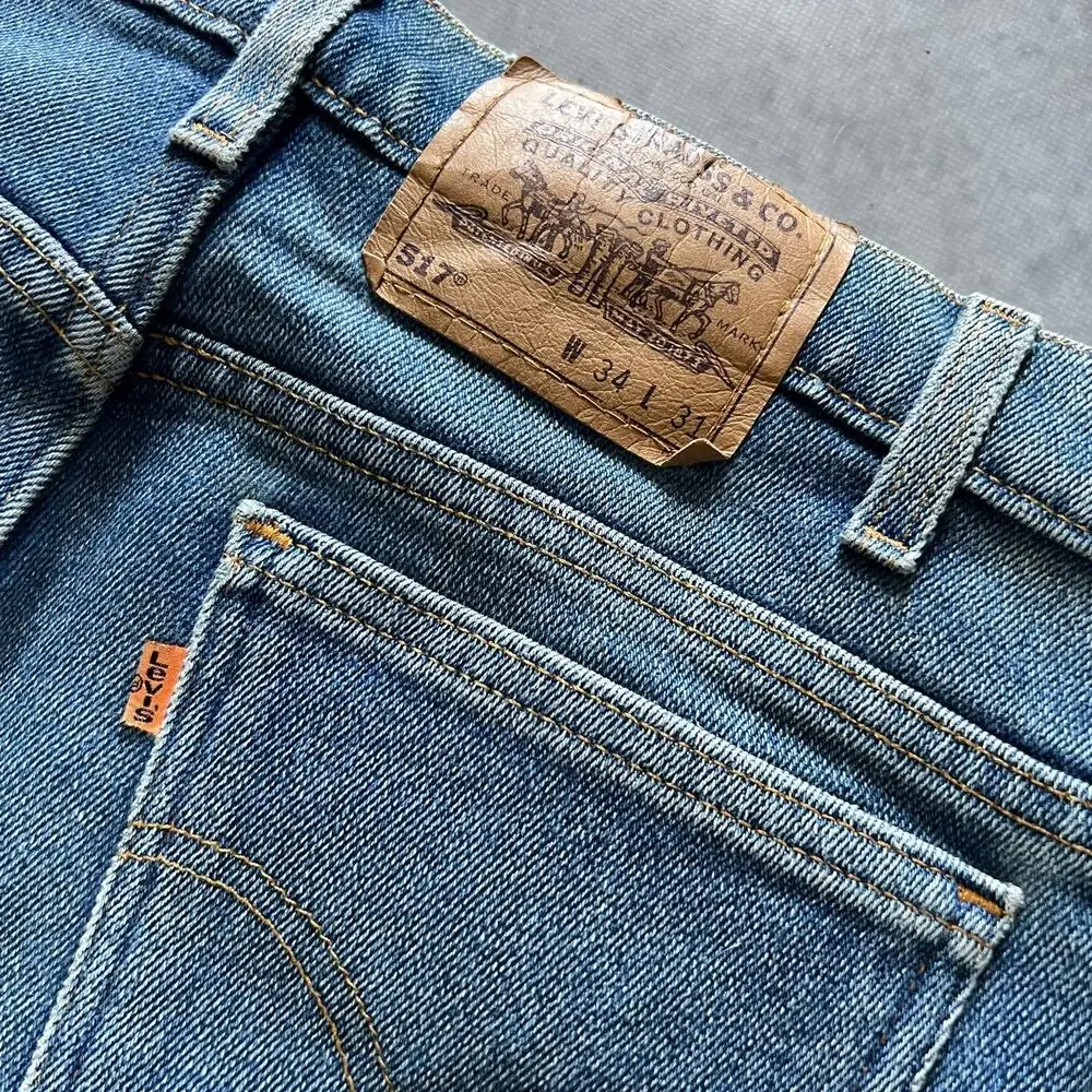 Levi's 517 Bootcut Mens 34x31 Jeans Vintage Blue USA Made 1997 Orange Tab Denim